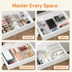 4 Pack 4" High Drawer Dividers for Clothes, 10.2"-16.5" Expandable Dresser Drawer Organizers, Adjustable Plastic Clear Drawer Separators for Kitchen, Baby Clothing, Socks, Underwear, Bedroom