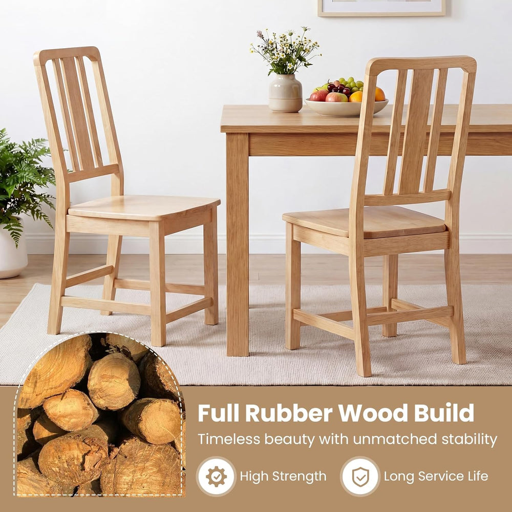GIANTEX Wood Dining Chairs Set of 4, Natural Wooden Style,Hollowed Backrest