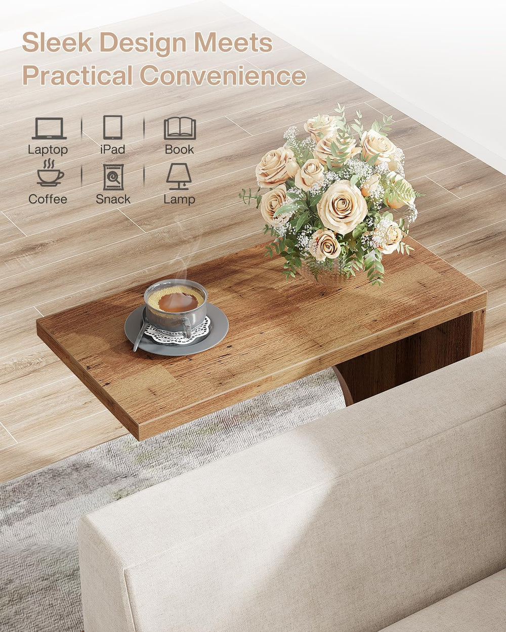 Tribesigns C-Shaped End Table for Couch, Sofa Side Table, C Table for Small S...