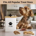 Dog Treat Container Airtight - 6 Inch Wide x 8 Inch Tall Iron Dog Treat Jar for Kitchen Counter with Airtight Bamboo Lid - 12 Cup Capacity Pet Treat Container - Doggie Cookie Jar - Big Treats Canister