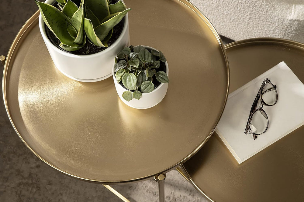 Kate and Laurel Ulani Modern Nesting Side Table; Set of 2; Gold; Sophisticate...