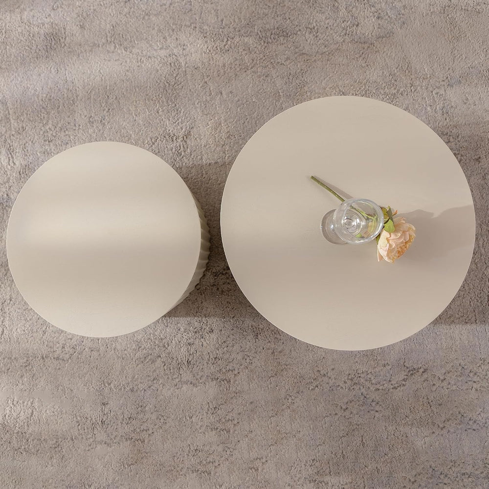 KEVINSPACE Nesting Coffee Table Set of 2 Circle CoffeeTable Modern NestingTab...