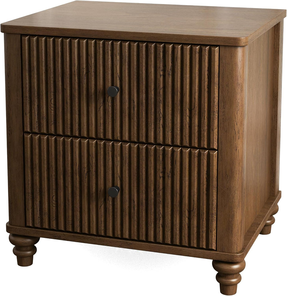 Nightstand with 3 Drawers, Wood Bedside Table Night Stand, Wide Sofa Side End...