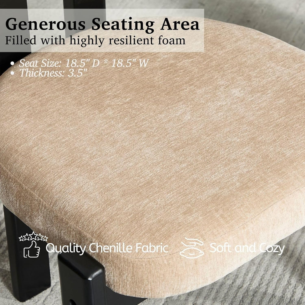 LukeAlon Chenille Dining Chairs Set of 2, Upholstered Armless Kitchen Chairs ...