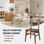 DUHOME Wood Dining Table Set for 4, 43.3" Solid Wood Kitchen Table & 4 Curved Back Support Chairs, Farmhouse Natural Kitchen Table and Chairs for Small Apartment, Dining Room Kitchen