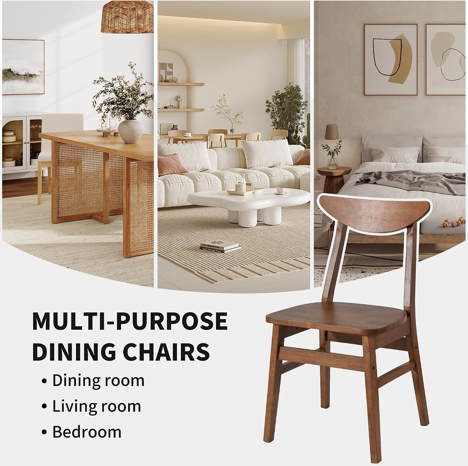 DUHOME Wood Dining Table Set for 4, 43.3" Solid Wood Kitchen Table & 4 Curved Back Support Chairs, Farmhouse Natural Kitchen Table and Chairs for Small Apartment, Dining Room Kitchen