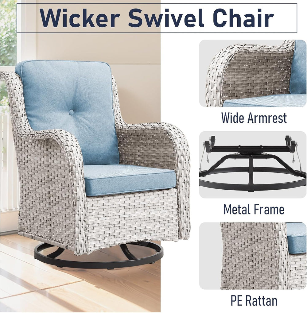 Outdoor Furniture Set: 11 PCS Patio Furniture Set with Outdoor Swivel Rocker ...