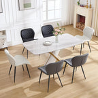 Dining Chairs Set of 2, Comfy Modern Dining Chairs with Thick Cushions, Upholstered Fabric Kitchen Side Chairs with Adjustable Metal Legs for Dining Room (Dark Grey)