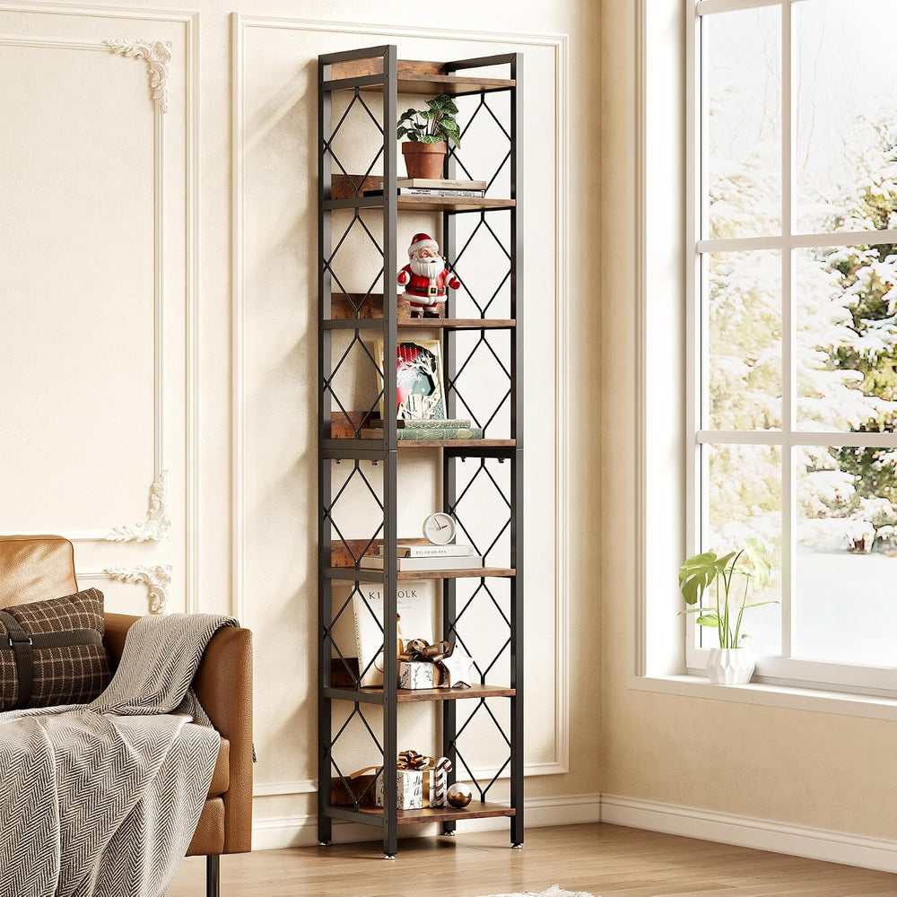 LITTLE TREE Corner Book Shelf, 78.7" Tall Narrow Bookcase, 7-Tier Skinny...