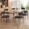 Wooden Dining Chair Set of 6, Modern Dining Chairs with with Curved Back, Linen Fabric Upholstered Kitchen Room Chairs with Adjustable Legs for Farmhouse Dining Living Room,Dark Grey