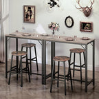 HOOBRO Bar Table with Charging Station, Rectangular Pub Table, High Top Coffee Table, Counter Bar Height Table, Narrow Long Dining Table, 35.4" L x 15.7" W x 35.6" H, Greige BG90UBT01