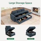 HONBAY Modular Sectional Sleeper Sofa Bed, Pull Out Couch with Storage Ottoman, U Shaped Sectional Couches for Living Room, Blue