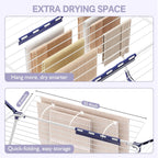 APEXCHASER Clothes Drying Rack Foldable - Drying Rack Clothing Large Space, Winged Laundry Rack with Sock Clips for Hanging Towels Clothes Dress Bedding Indoor Outdoor, White