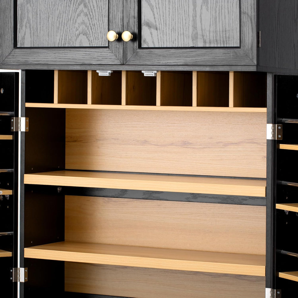 78.2" Tall Farmhouse Kitchen Pantry with 6 Doors and 8 Racks, Wood Cupbo...