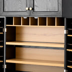 78.2" Tall Farmhouse Kitchen Pantry with 6 Doors and 8 Racks, Wood Cupboard Storage Cabinet with 4 Adjustable Shelves, Hidden Drawer, Wine Rack for Kitchen, Dining & Bathroom (Ash Black-11.22)
