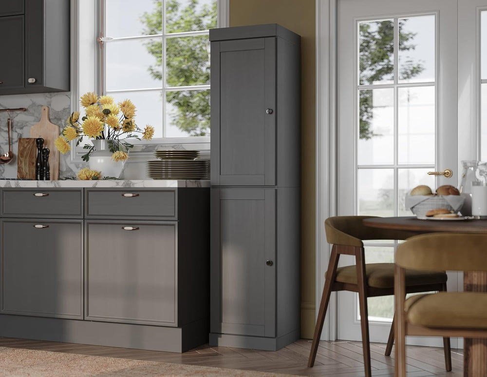 Palace Imports Solid Wood Pantry Cabinet - Tall Narrow Storage Cabinet with S...