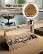 Watch Box, Watch Case for Men Women with Large Glass Lid, Wooden Watch Display Storage Box with 6 - Slots, Weathered Wood Mens Watch Box Organizer