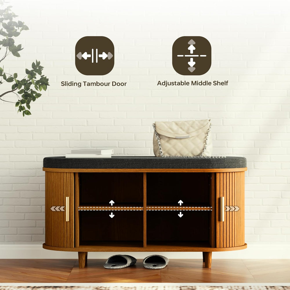 DHH 2-Tier Storage Bench,Wide Shoe Bench with Thickened Padded Seat Cushion, ...
