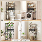 Over The Toilet Storage Shelf with Drawer, 3-Tier Above Toilet Bathroom Organizer with 4 Adjustable Side Shelves, Space Saver Freestanding Rack with Holder & Hook for Laundry Kitchen (Brown)