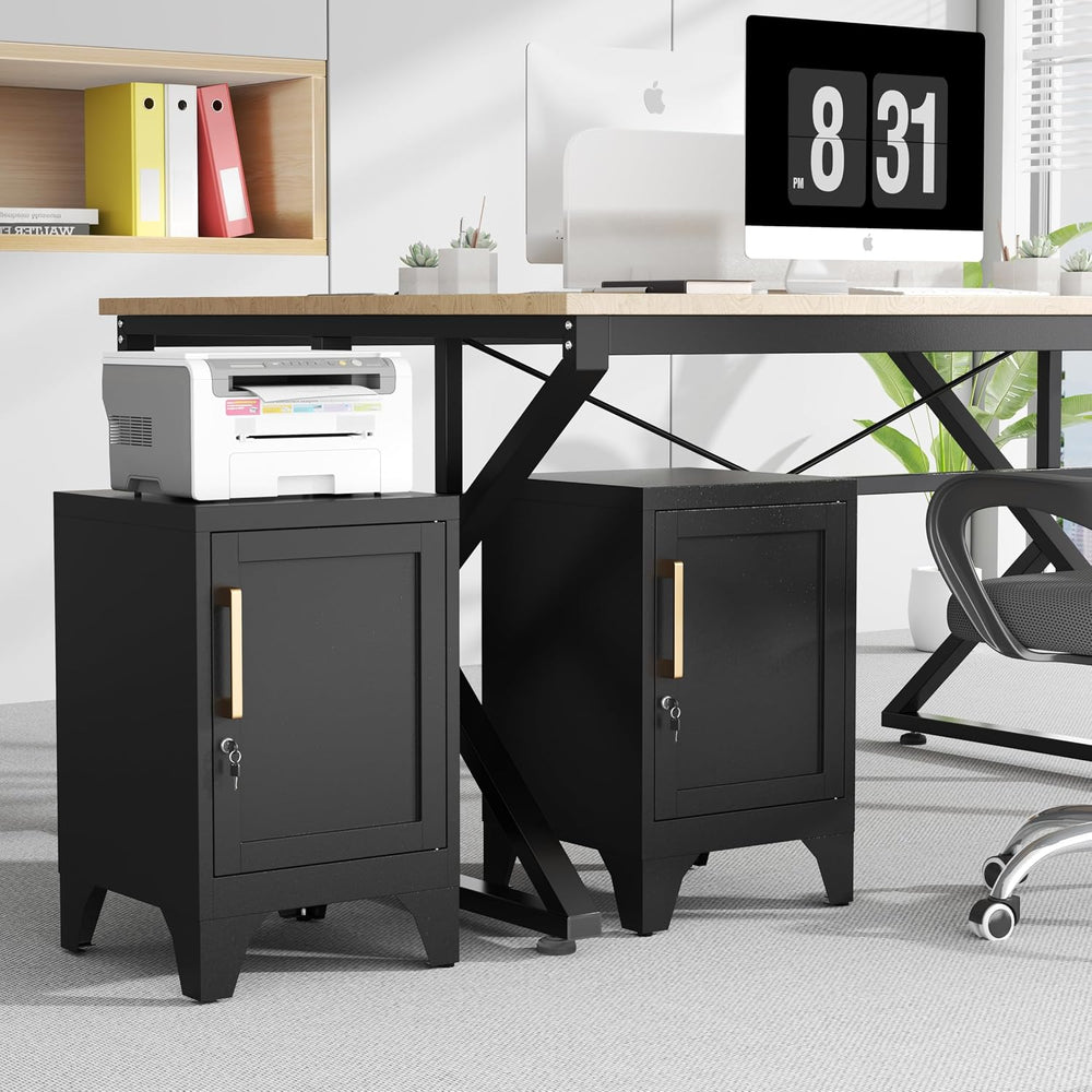 23.6" H Black Metal NightStand Locker Storage Cabinet with 1 Doors, Smal...