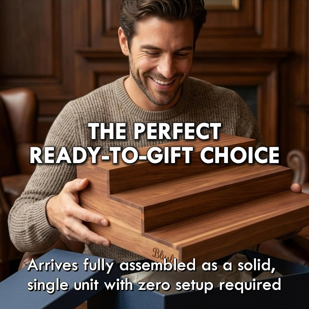 Premium Real Acacia Wood 3-Tier Liquor Bottle Display Shelf | No Assembly, Wa...