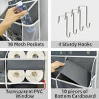 5-Tier Heavy Duty Over the Door Organizer with 10 Compartments - 600D Oxford Cloth Large Behind Door Storage for Closet, Nursery, Bedroom, Pantry, Diaper & Toy Organizer (Gray)