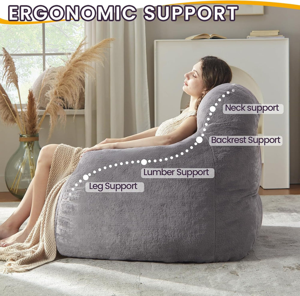 EBENCHICO Giant Bean Bag Chair for Adults Oversized Faux Fur BeanBag Sofa | W...