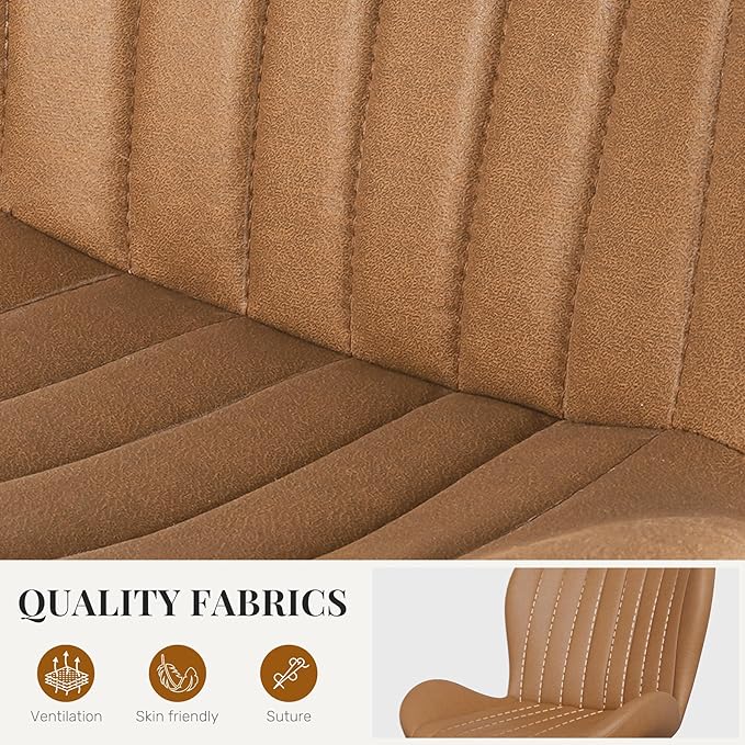 Dining Chairs Set of 6 Modern Fabric Dining Room Chairs Upholstered Dining Chairs with Thick Cushions Metal Legs Armless Back Chair for Kitchen and Living Room Brown