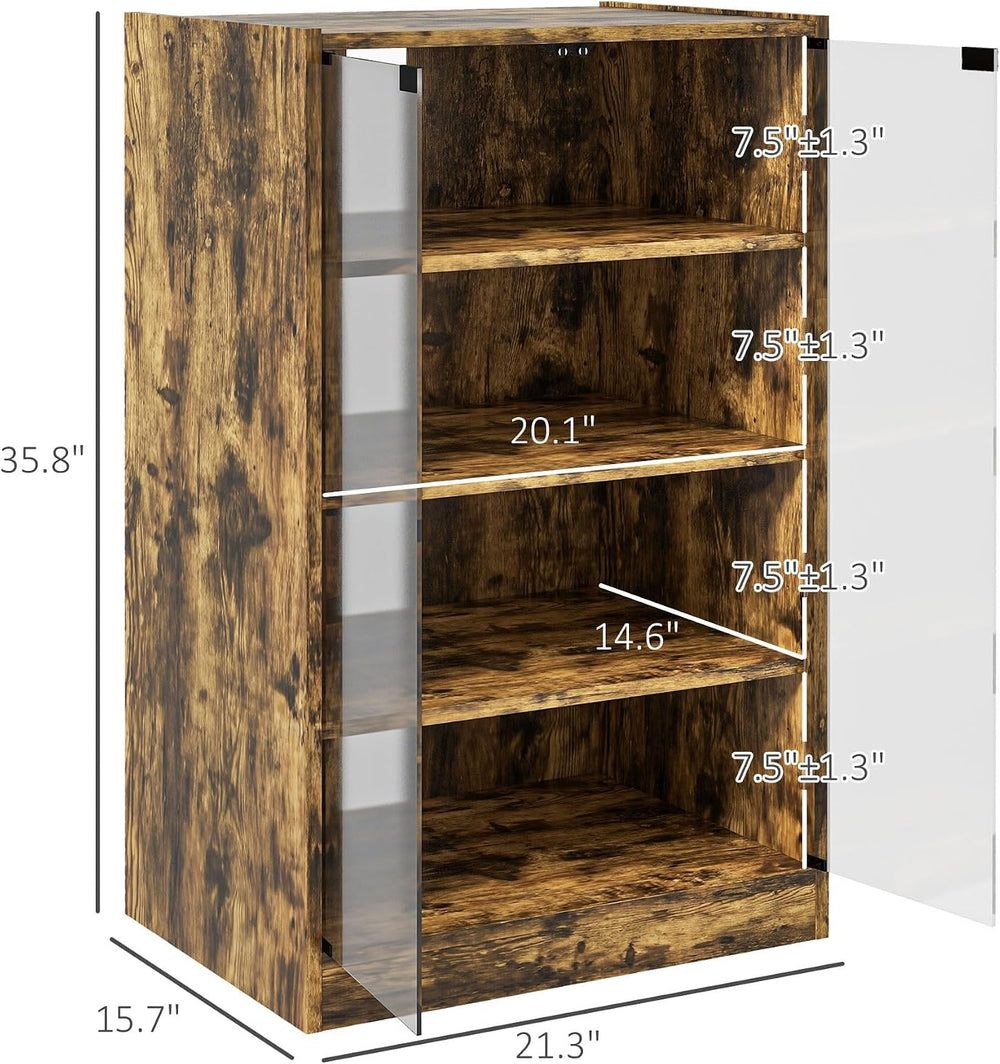 Retro Media Cabinet with 4-Tier Stereo, Modern Audio Video Media Stand with A...