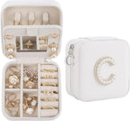 Birthday or Graduation Gift Box for Women - Initial Jewelry Case, Travel Jewelry Organizer for Wife, Girlfriend or Bridesmaid