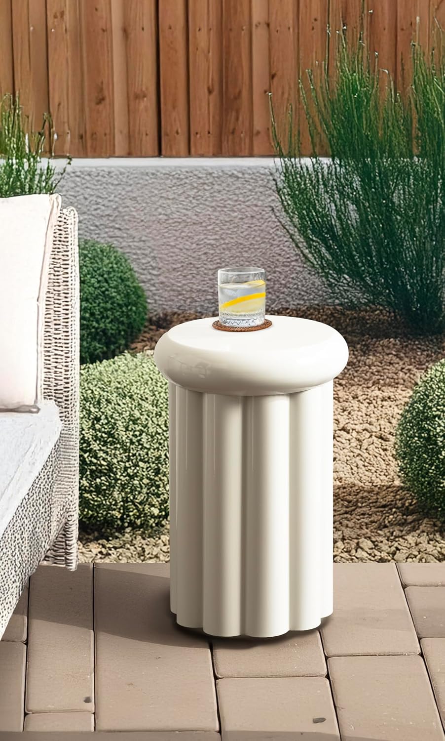 Kate and Laurel Jace Modern Metal Round Side Table, 12 x 12 x 18, Beige, Tran...
