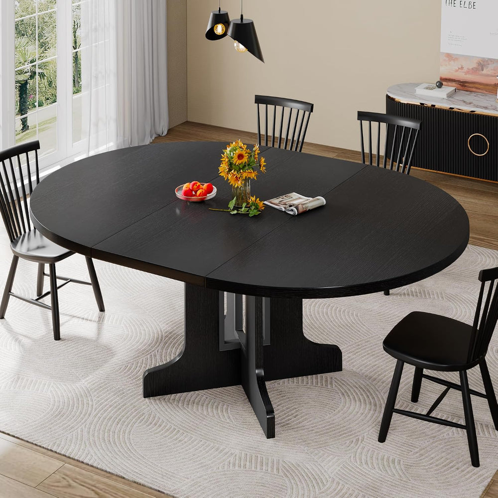 Feonase 43.3-59" Round Extendable Dining Room Table for 4-6, Modern Oval...