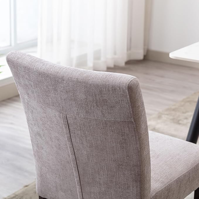 Watson & Whitely Upholstered Dining Chairs Set of 6, Fabric Armless Dining Room Chairs with Solid Wood Legs & Back Side Chair for Kitchen, Living Room, Restaurant, Grey