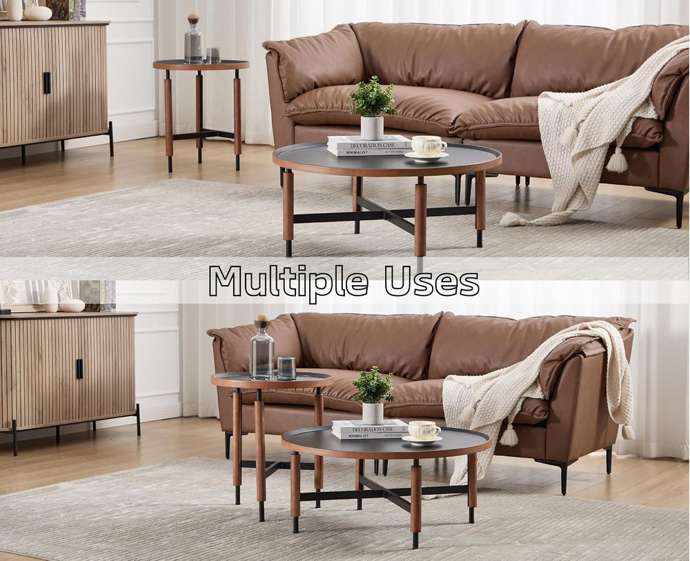 EALSON 19.5" Round Side Table Mid Cnetury Modern End Table for Couch Sof...