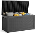 320 Gallon Resin Deck Box, Lockable Patio Outdoor Storage Box for Furniture, Garden Tools and Tools Storage, Waterproof Outside Storage Boxes - Black