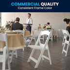 Flash Furniture Hercules™ Series Folding Chair - White Resin - 1000LB Weight Capacity Comfortable Event Chair - Light Weight Folding Chair