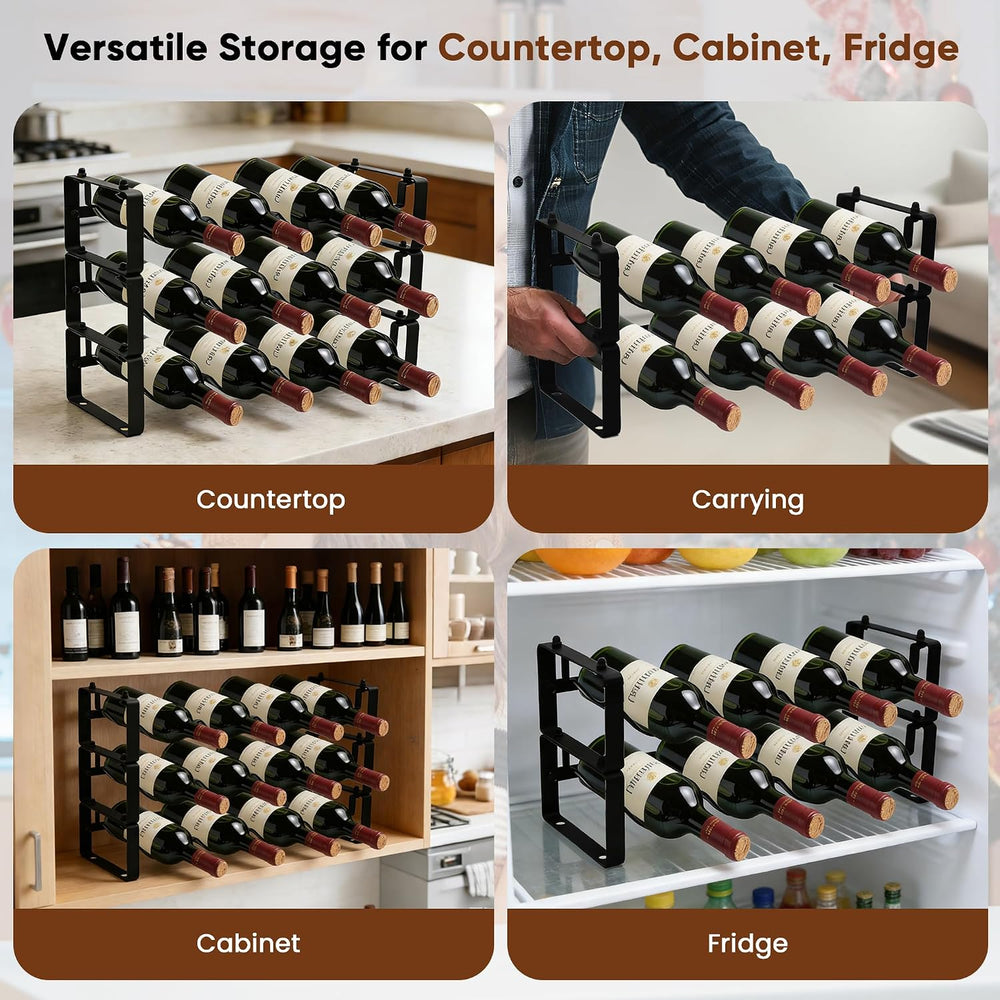 Wine Rack for Countertop – Stackable Freestanding Bottle Organizer for Kitche...