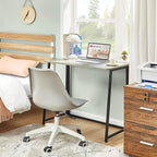 WOHOMO Folding Desk, Small Writing Desk 39.4", Space-Saving Foldable Laptop Table Writing Workstation for Home Office, Easy Assembly, Grey