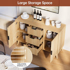 47.2" Fluted Sideboard Buffet Cabinet with 3 Drawers, Modern Sideboard Cabinet with Storage, Large Storage Cabinets with 2 Doors Accent Credenza for Kitchen|Living Room|Entryway, Natural