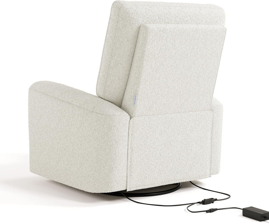 Storkcraft Sorrento Deluxe Power Recliner Swivel Glider, Ivory Boucle | Premium Electronic Nursery Rocking Chair, OEKO-TEX 100 Certified, Includes Dual-USB Charging Port with USB-A & USB-C