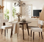 Mid Century Modern Dining Chairs Set of 2, Upholstered Wooden Dining Room Chairs, Farmhouse Kitchen Chairs, Accent Armless Side Chairs with Curved Back for Living Room, Cream Velvet, 2PCS
