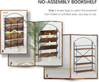 4NM No Assembly Folding Bookshelf for Living Room, 4 Tiers Collapsible Book Shelves Open Industrial Foldable Bookcase Storage Shelf for Home Office - Rustic Brown Black