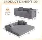 Cloud Boneless Couch Futon Sofa Bed, 5-in-1 Convertible Sofa Bed Pull Out Couch Sleeper Sofa Compressed Loveseat, 70" High-Density Sponge & Corduroy Fabric Futon Daybed for Living Room Bedroom (Gray) | 5-in-1 Convertible