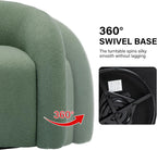Boucle Swivel Barrel Accent Chair, No Assembly, Green, Set of 2 | Armchair Design, Boucle Fabric, Solid Wood Frame & 360° Metal Swivel Base, For Living Room, Bedroom, Reading & Waiting Room