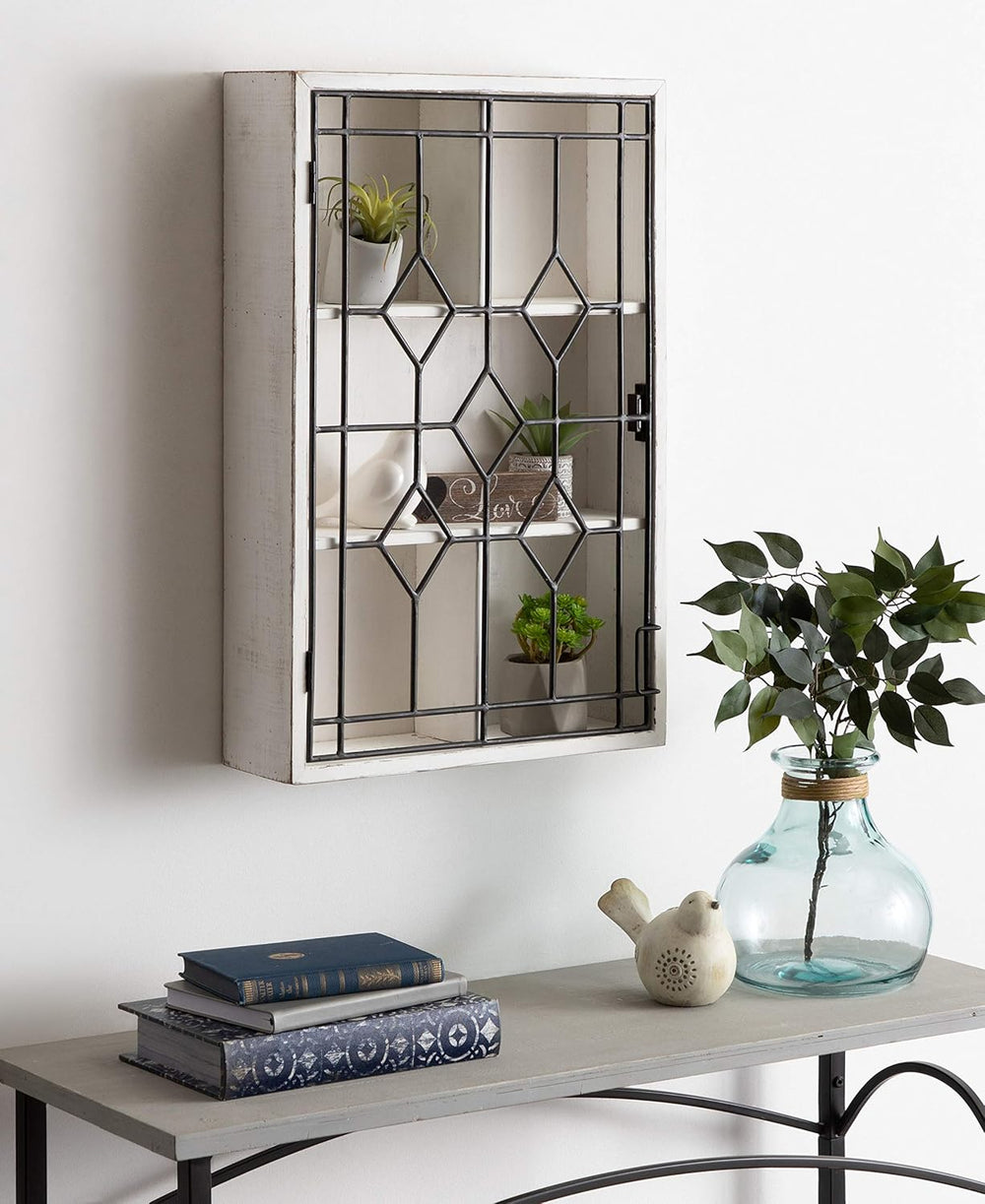 Kate and Laurel Megara Decorative Wooden Wall Hanging Curio Cabinet for Open ...