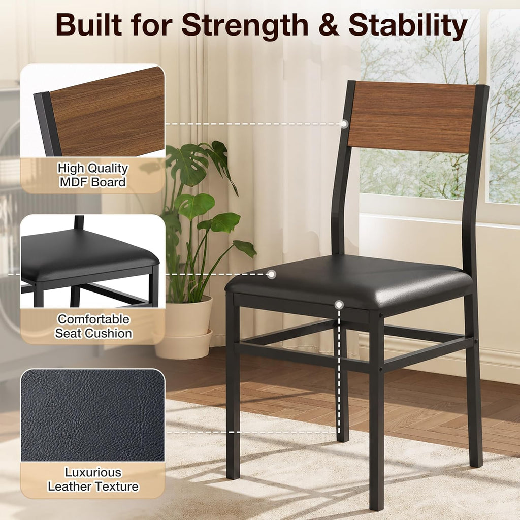 43.3" Dining Table Set for 4 with Drawer Storage, Dining Table with Chairs and Upholstered Bench, Lower Shelf, Space-Saving Wooden Table for Apartment, Kitchen, Dining Room