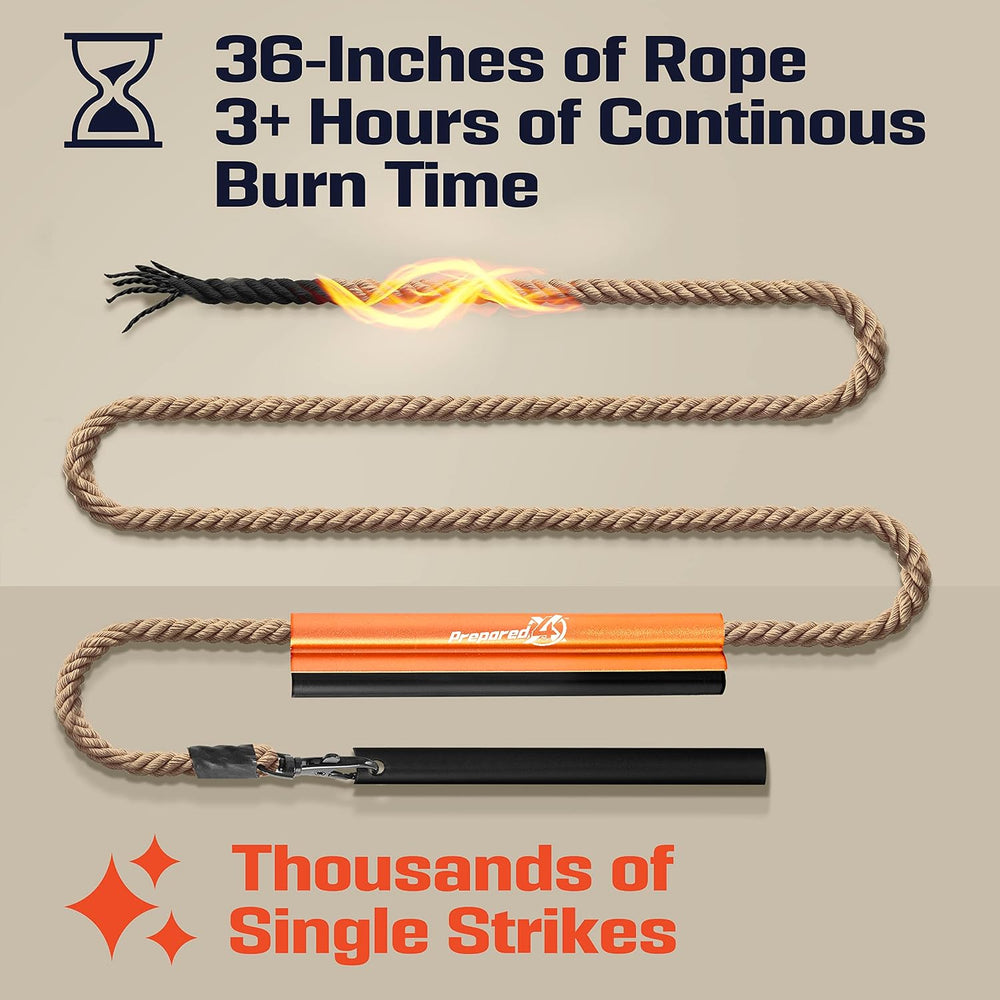 PREPARED4X Fire Starter Survival Tool, Ferro Rod Flint and Steel Kit