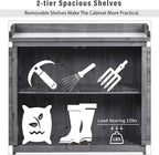 Merax Outdoor 39" Potting Bench Table, Rustic Garden Wood Workstation, Storage Cabinet with 2-Tier Shelves and Side Hook, Grey