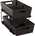 Simple Houseware 2 Tier Bathroom Organizer Tray Pull-Out Sliding Drawer, Under Sink Storage, Brown