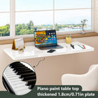 Clikuutory Wall Mounted High Gloss Folding Table 39.4" L x 19.7" W, Laundry Folding Table for Laundry Room, Home Office, Kitchen, Bedroom, Home Bar, Wall Desk Fold Down for Small Spaces, White